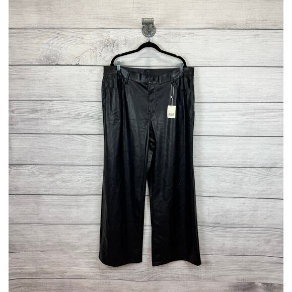 A New Approach Plus Size Black Faux Leather Wide Leg Pants Size 18W - Picture 1 of 9